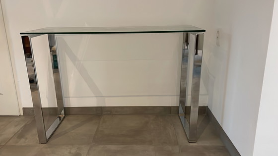 Image 1 of Gewapend glazen bijzettafel