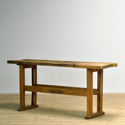 Table de travail en chêne, vers 1920 – tafels, Iron, Wood