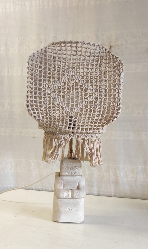 Table lamp with a limestone statuette - mid-20th century
