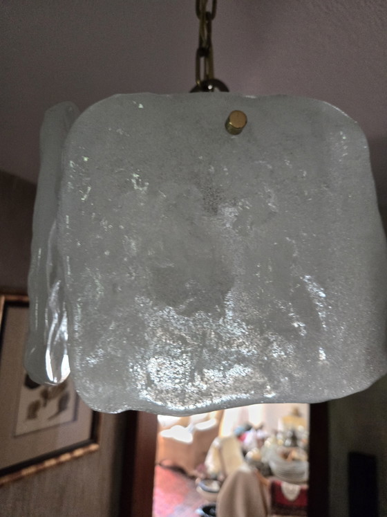 Original J.T. Kalmar 'Tulipan' Ice Glass Pendant Lamp (photo 4 of 6)
