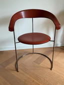4*eetkamerstoelen , merk Arrben, leer, cognackleur