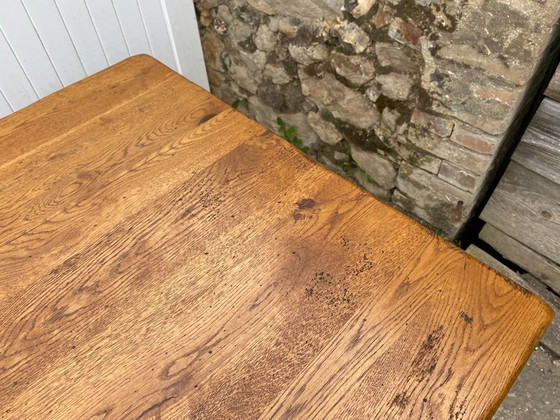 Image 1 of Table de ferme à repas à manger en chêne massif 1950 130x80 h76cm