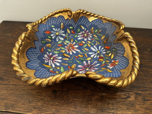 Corbeille / Centre de table en faïence Belge de Quaregnon signé Hubert Becquet 