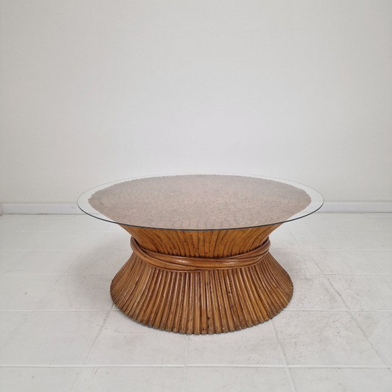 Image 1 of Sheaf of Wheat Bamboo Coffee Table by McGuire, USA, circa 1970