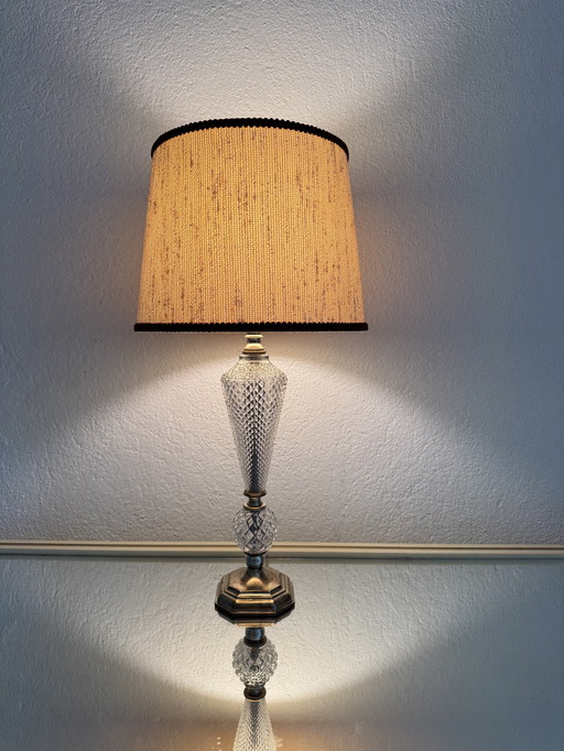 Lampe verre et laiton années 60