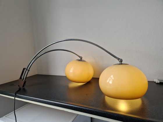 Image 1 of Vintage Dijkstra dubbel arc mushroom wandlamp chroom