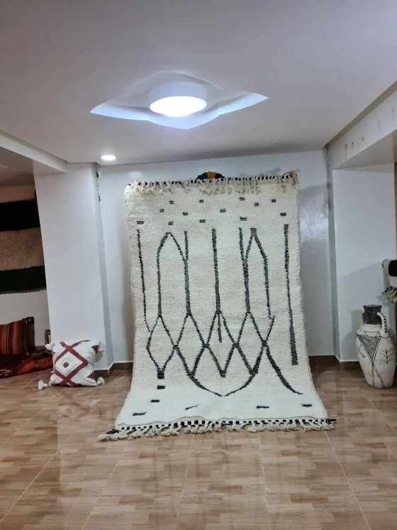 Autentico Tappeto Beni Ourain 250x150 cm - Design Geometrico Bianco e Nero – Tappeti, Lana, Cotone (photo 2 of 3)