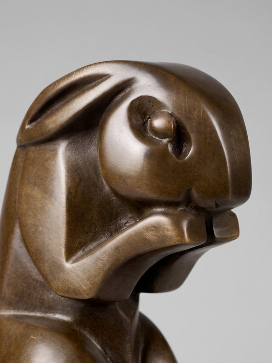 Image 1 of Patinierte Bronze-Hase-Skulptur, signiert Bizette, Art-déco-Stil – 16 cm
