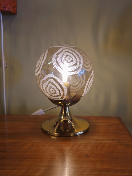 Image 1 of Vintage Brass Glass Globe Table Lamp Desk Lamp
