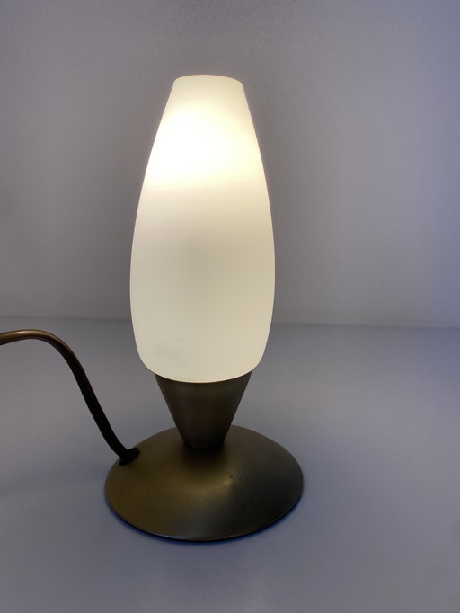 R.S.- Leuchten - tafellamp - kelklamp - melkglas - messing - 80's
