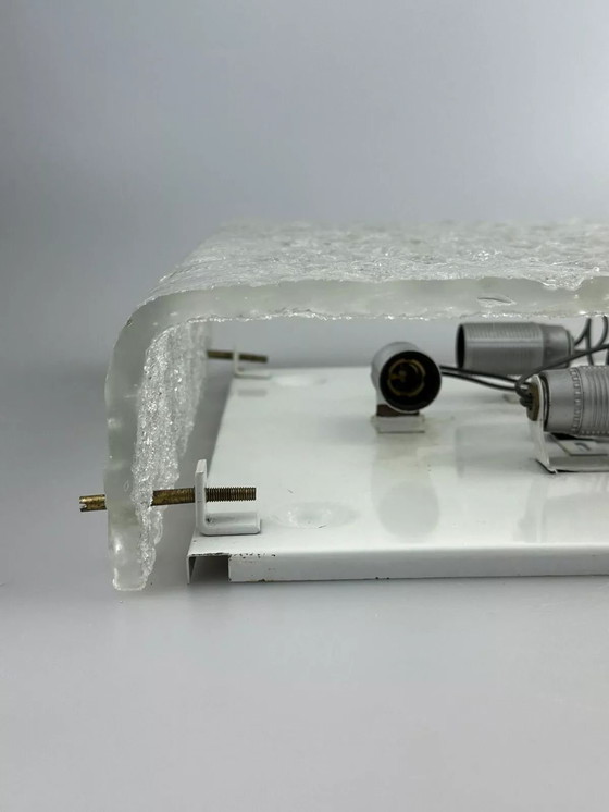 Image 1 of Lampada da soffitto in vetro ghiacciato anni '60-'70 da montare a filo di Kaiser Leuchten Germania