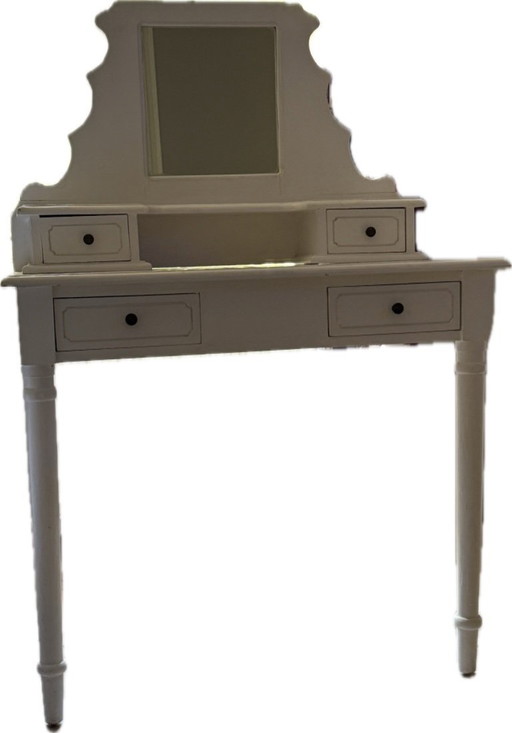White wooden dressing table + stool
