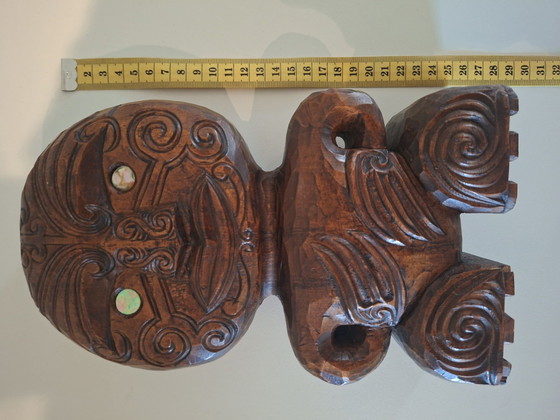 Unique Hand-Carved Māori Tekoteko Sculpture, Signed by Ropata (, Wood, Other, Brown (photo 4 of 13)