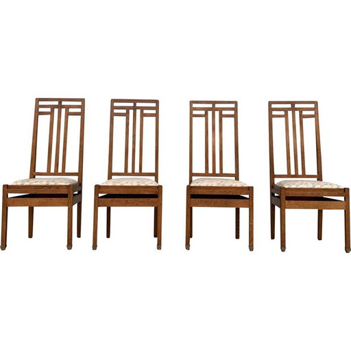 Set of 4 vintage Hague School Art Deco chairs by Cornelis Van Der Sluys, Holland 1930s
