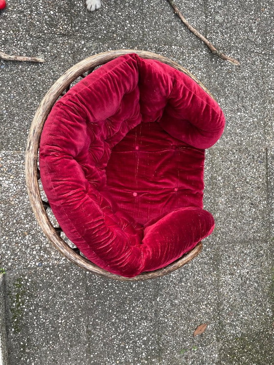Sedia Rotonda Vintage Rattan Bambù Velluto – Poltrone, Velvet (photo 5 of 7)