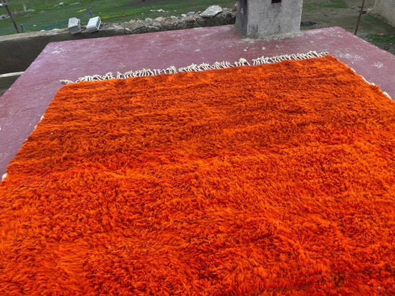 Large Beni Ouarain Rug 260x260 cm – Vibrant Orange Wool, Unique Piece – Rugs & carpets, Cotton, Bohemian (photo 10 of 13)