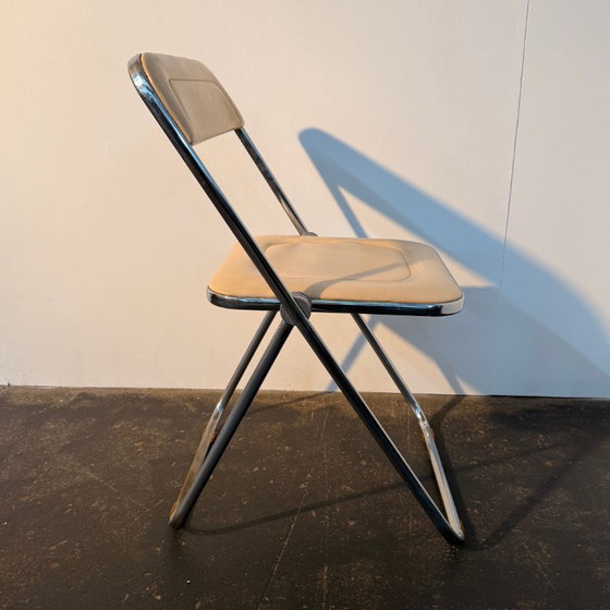 Image 1 of 1x Chaise pliante Plia en similicuir crème rare