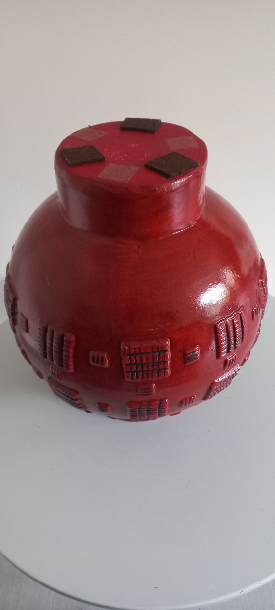 Image 1 of Oggetto vaso vintage pesante in ceramica con rilievo
