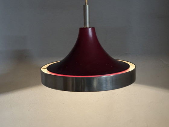Image 1 of Red metal pendant lamp 1960s