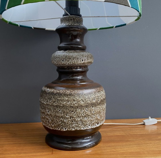 Image 1 of Lampada da tavolo in ceramica con paralume verde di Hustadt-leuchten, anni '70.