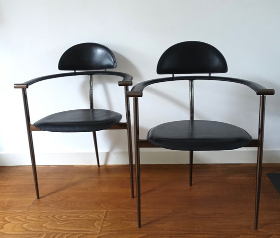 Image 1 of Ensemble de quatre (4) chaises de salle à manger « Stiletto » Arrben Italie années 1980