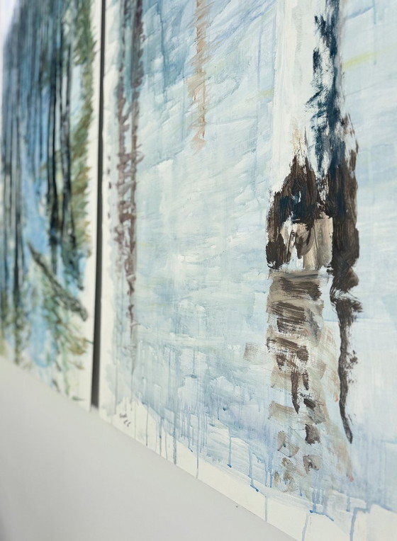 Image 1 of Œuvre en duo, huile sur papier