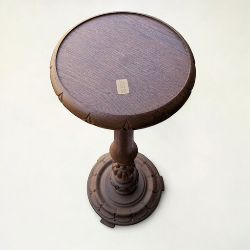 Rarity! Vintage flower column - hand-turned from dark wood, Mid - Century/farmhouse style, plant table, unused