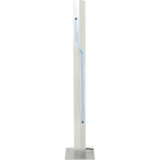 Vintage Neon blauwe stalen vloerlamp van Rudi Stern en Dan Chelsea voor Kovacs, 1983