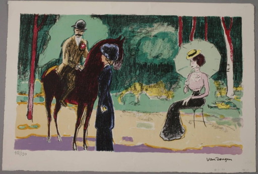 Kees van Dongen (1877) Farblithographie „Meeting Woods“ Ges Gen