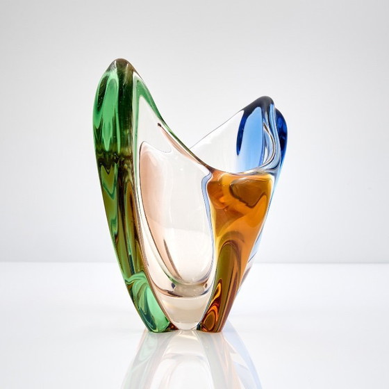 Image 1 of Vintage veelkleurige glazen vaas van František Zemek uit de Rhapsody-collectie
