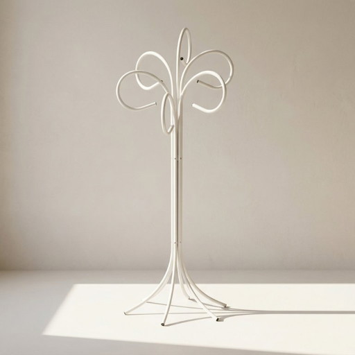 Original perchero de metal lacado en blanco de los años 80