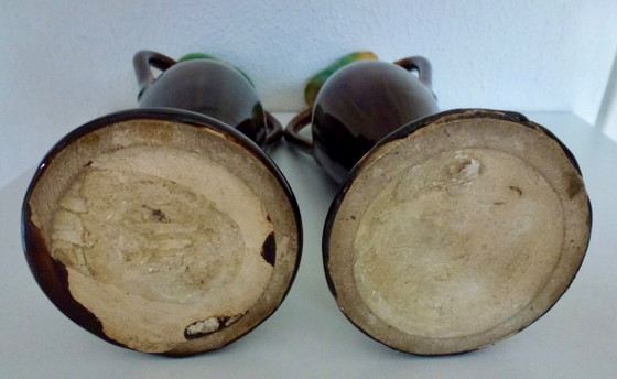 Set de Jarrones Antiguos Art Deco Thulin con Esmalte Goteado (1923-1935). – Ceramic (photo 8 of 9)