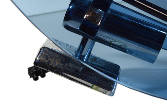 Blaue Wandleuchten, 11,5 cm breit x 22 cm hoch, Fontana Arte zugeschrieben, 1970 – Glass, Metal (photo 5 of 6)