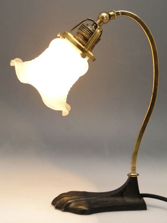 20th Century Art Nouveau Glass and Metal Bedside Lamp, Austria, 1890s – Table lamps (photo 4 of 9)