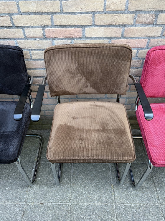 🪑🔥 6 Zuiver Ridge Rib Fabric Chairs – Dining chairs, Chrome, Wood (photo 7 of 7)