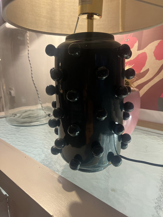 Image 1 of Tafel Lamp Donker Turkoois Met Noppen