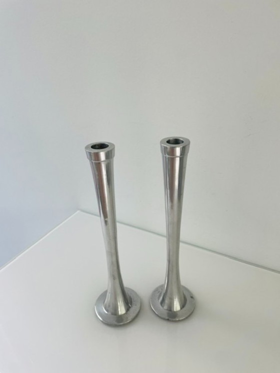 Image 1 of Set minimalistische metalen kandelaren - 27 cm hoog