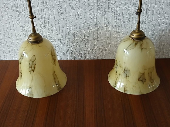Image 1 of Kelkglas Lampen – Kloklampen – Art Deco - Gemarmerd 