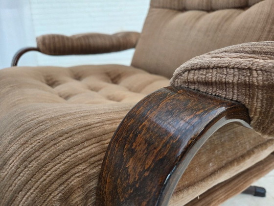 Image 1 of Jaren 70, Deense draaibare fauteuil, bruin corduroy.