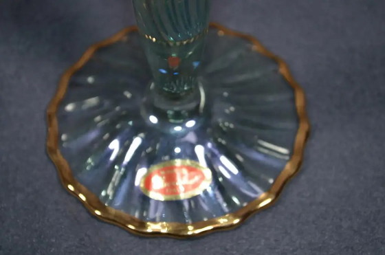 1970s Murano Cornet Vase - Green Iridescent Glass Highlighted With Gold Threads – Murano Glass (photo 9 of 12)