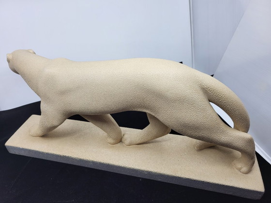 Image 1 of Panther of Saint Radegund in crisp earthenware, France, Art Deco, 1935