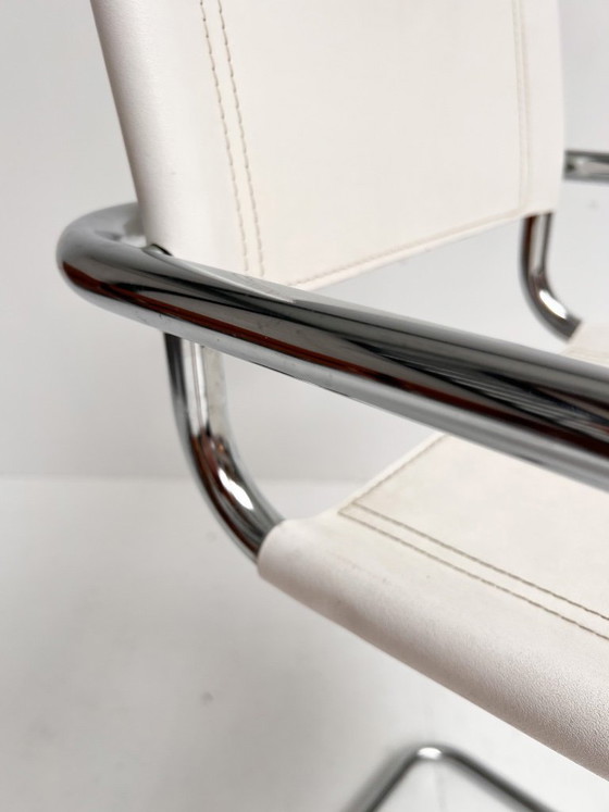 Image 1 of Ensemble de 2 tabourets de bar en cuir attribués à Mart Stam, années 1970