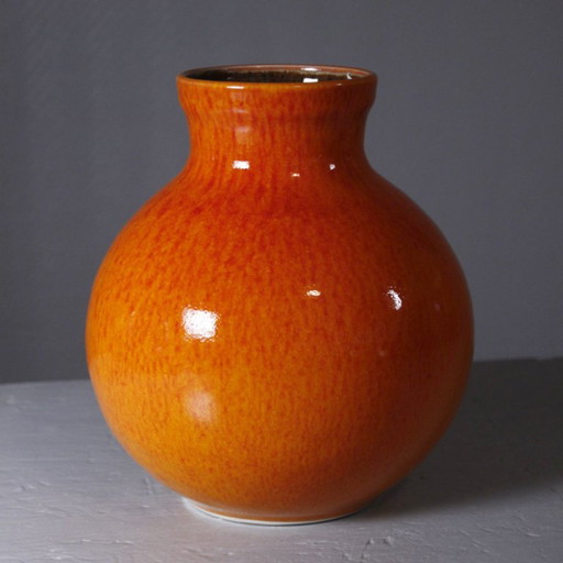 Jars France - Vintage Ceramic Ball Vase, Bright Orange Enamel, 20th Century Design – vazen, Mid Century Modern