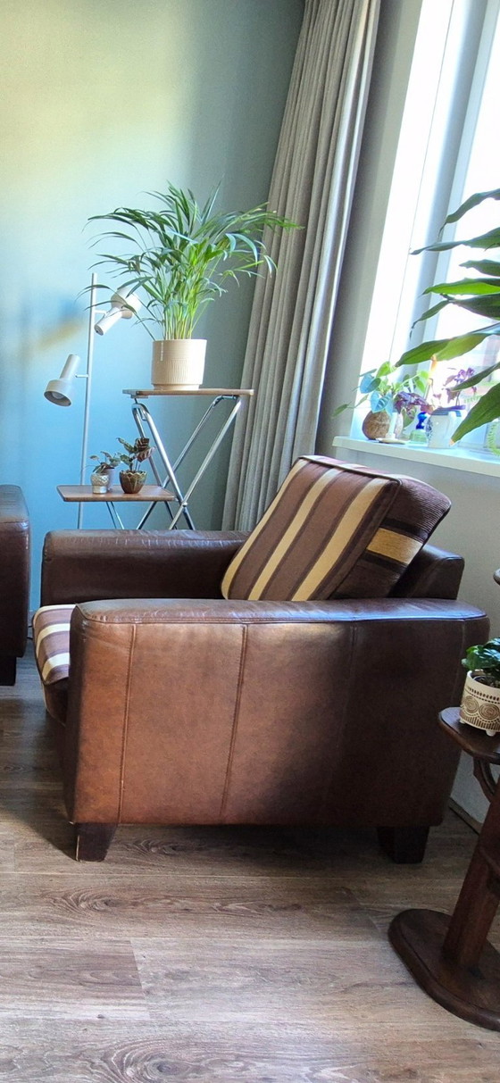 Image 1 of 3pers vintage bank met clubfauteuil