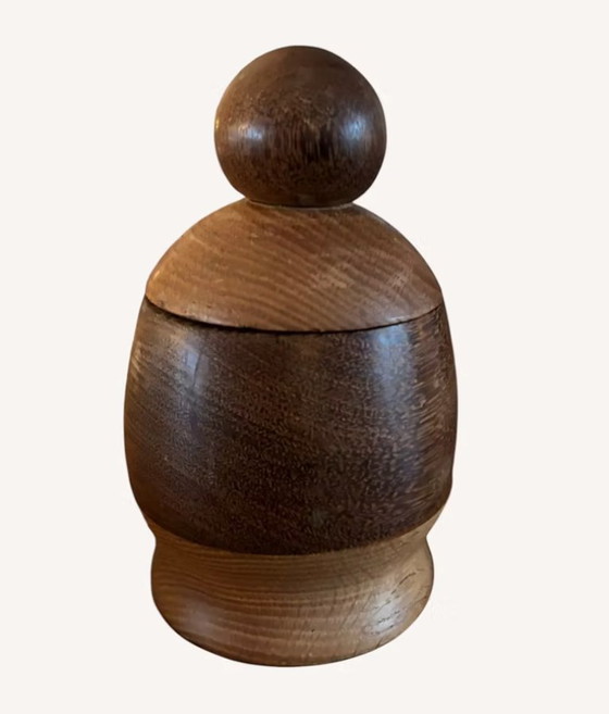Image 1 of Large vintage wooden pot with round cap