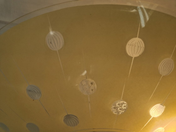 Image 1 of Lampada in scala anni '50 con vetro lavorato