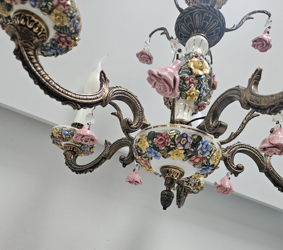 Image 1 of Lámpara de araña italiana Capodimonte