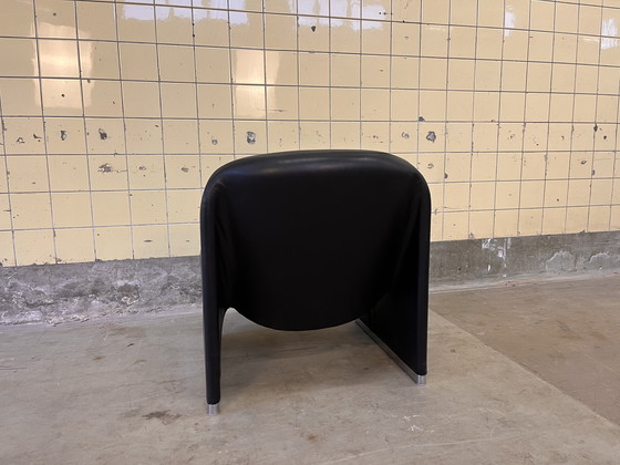 Image 1 of Vintage black leather Alky Chair by Giancarlo Piretti