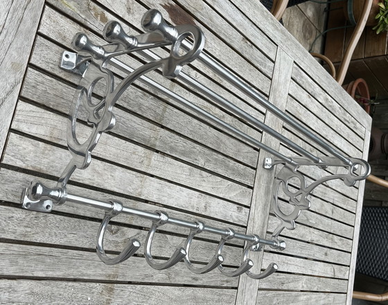 Image 1 of 🧥 Art Deco Garderobe | Verchromt | 5 verstellbare Haken