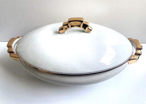 Image 1 of Soupière Légumier Plat de Service Centre de Table Porcelaine Fine Non Signée Art